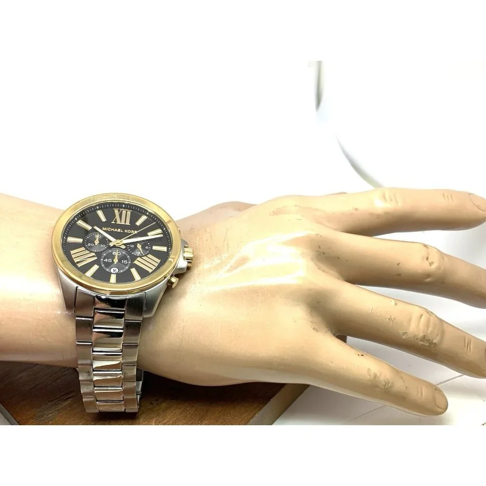 Michael Kors Men's Watch MK8880 Quartz Chronograph Black Dial Two Tone Steel